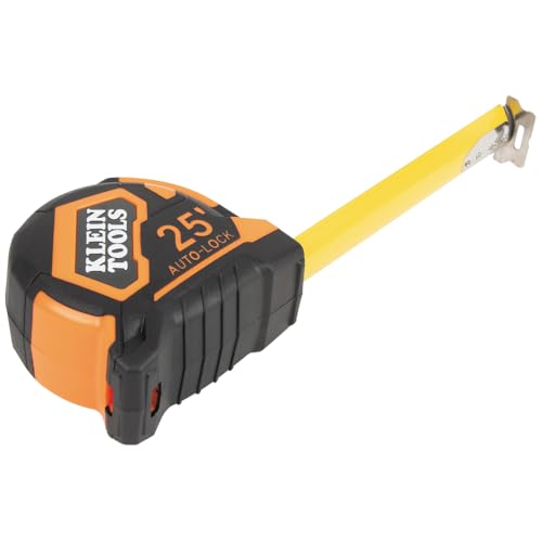 Heavy-duty 25-foot tape measure with nylon reinforced blade for professionals by Klein Tools.