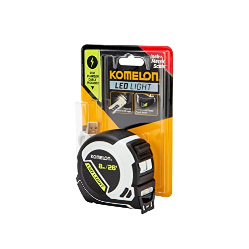 Komonel LED Tape Measure - Metric & Inch, 8m Length