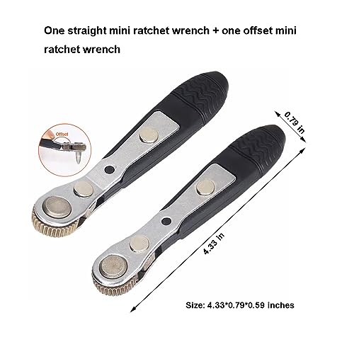 Compact Ratchet Set for Tight Spaces: 2 x 1/4" Right Angle Screwdrivers with Reversible Drive