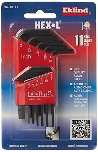 11-Piece SAE Hex Key Set, Short Series .050-1/4 Inch Sizes