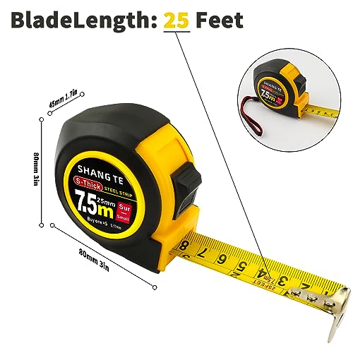 25-Foot Steel Tape Measure with Self-Lock for Accurate Body Measurements (Imperial/Metric)