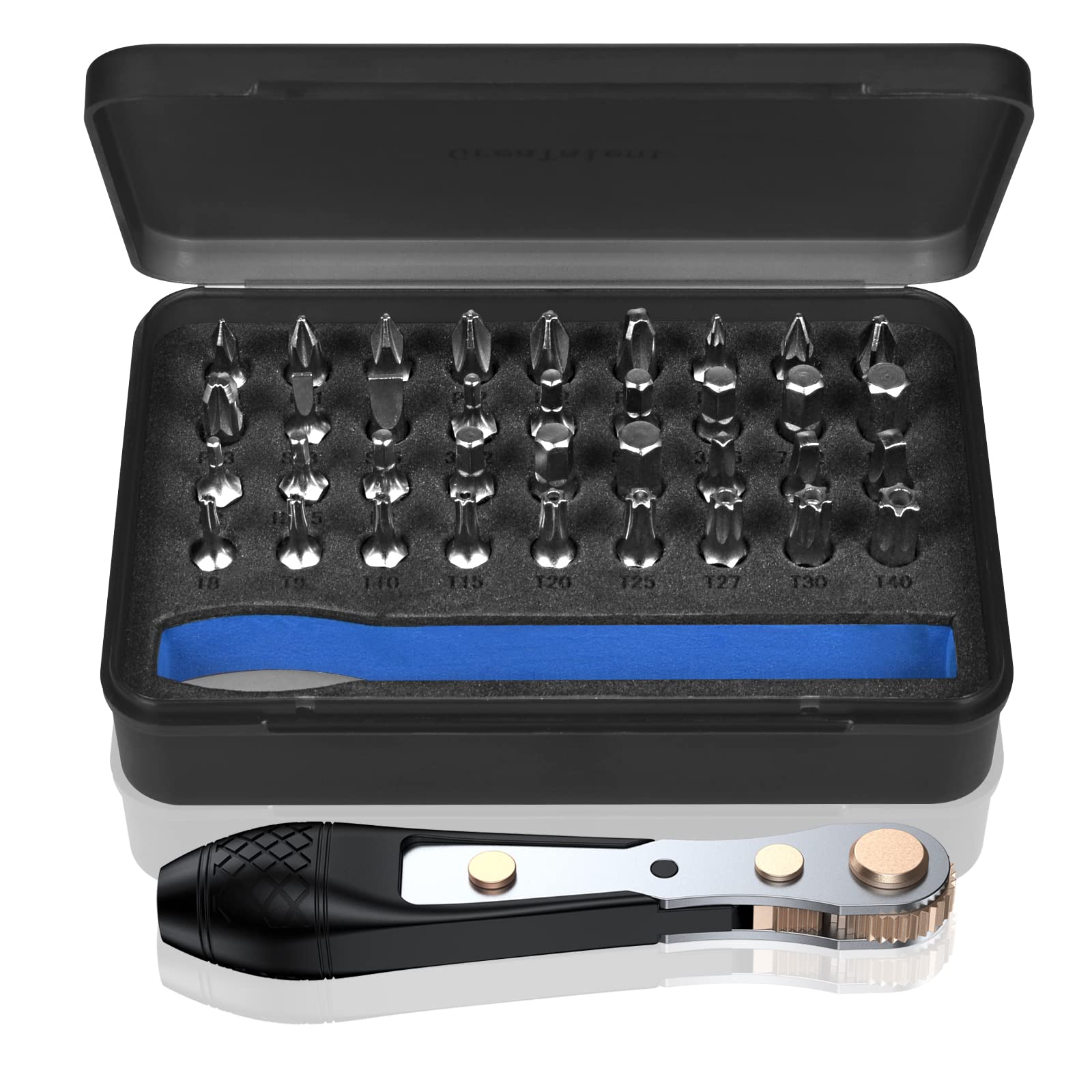 Mini Ratchet Screwdriver_set for DIY Enthusiasts with Steel Bits and Magnetic Holder