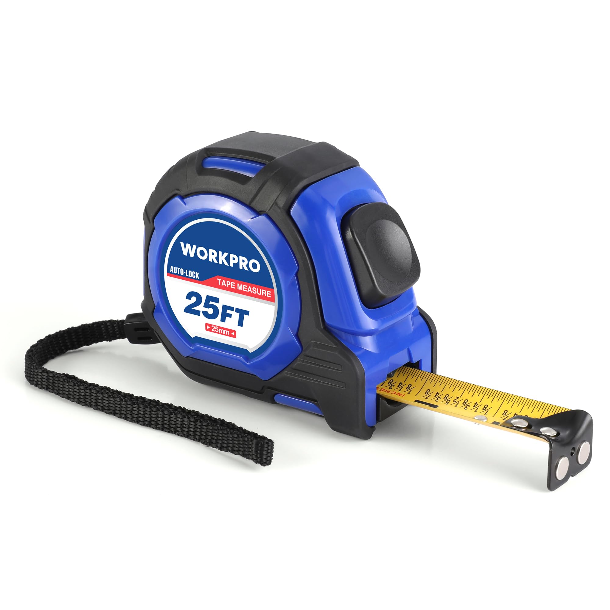 25FT Auto-Lock Tape Measure with Easy Read Fractions & Magnetic Hook
